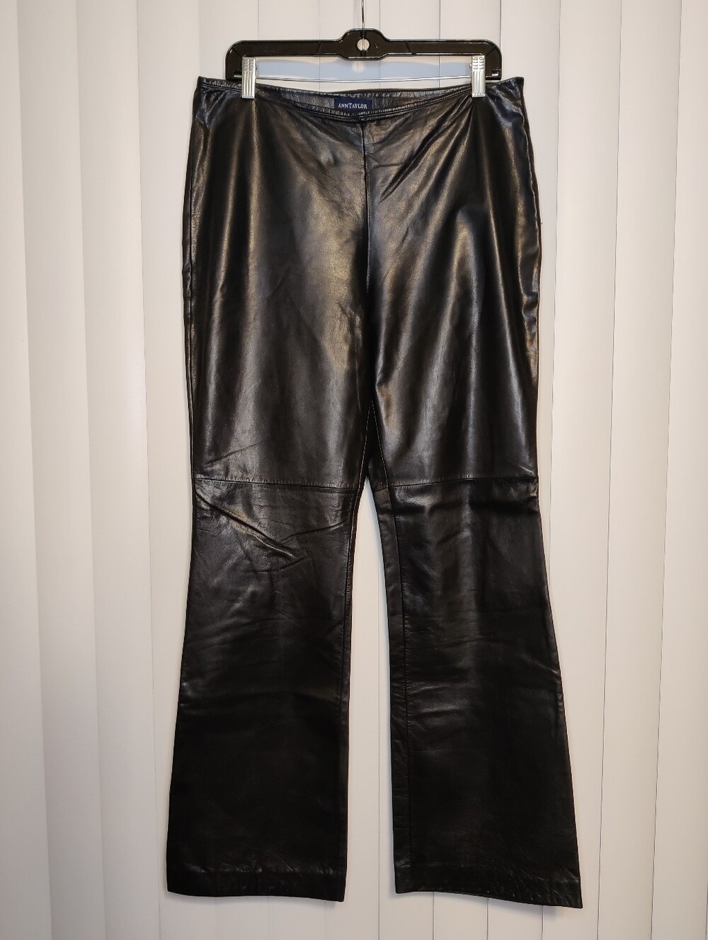 Ann Taylor Black Straight-Leg Leather Pants